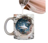 Niktule Shark Coffee Mug, Flat Painted Ceramic Coffee Mugs, Shark Mug Novelty Coffee Mug, Funny Home Accessories, Cute Shark Decor, Ceramic 11oz Holiday and for Coffee Milk Tea Lovers