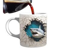Niktule Shark Coffee Mug, Flat Painted Ceramic Coffee Mugs, Shark Mug Novelty Coffee Mug, Funny Home Accessories, Cute Shark Decor, Ceramic 11oz Holiday and for Coffee Milk Tea Lovers