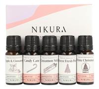 Nikura Christmas Fragrance Oil Gift Set - 5 x 10ml | Perfect for Diffusers for Home, Soap & Candle Making, Wax Melts, Burners | for use in Bath Bombs, Perfume Scents | Vegan & UK Made Essential Oils