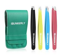 Nikura Elegant and Colorful Green Eyebrow Tweezer Set