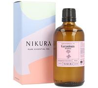 Nikura Geranium Essential Oil - 100ml | Geranium (Bourbon) Oil for Sleep, Aromatherapy, Diffusers for Home, Candle-Making, Bath, Anxiety, Massage, Skin | 100% Pure Natural Oils | Vegan & UK Made