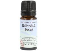 Nikura Refresh & Focus Essential Oil Blend - 10ml | Made from Bergamot, Eucalyptus, Lavender & Lemon | for Aromatherapy, Diffusers, Soap Making, Candle Making, Studying | Vegan & UK Made