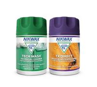 Nikwax Tech Wash (150ml) & TX.Direct (100ml) Twin Pack - Wash-In Cleaner and Waterproofer for Waterproof Outdoor Clothing, Restores Breathability and Performance
