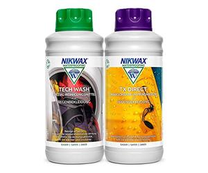 Nikwax Tech Wash detergent + TX Direct impregnation, 2 x 1 litre for functional clothing., Unisex, 30341, transparent, standard size
