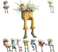 Nikyrme Sitting Human-Leg Planter For Succulent Lovers Creative Hanging Legs Planter with Hidden Drain,Playful Sitting Design Flower Pot,Dangling Legs Leggy Planter For Succulents/Herbs (#02)