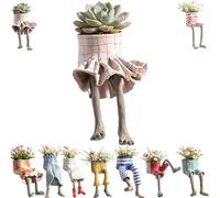 Nikyrme Sitting Human-Leg Planter For Succulent Lovers Creative Hanging Legs Planter with Hidden Drain,Playful Sitting Design Flower Pot,Dangling Legs Leggy Planter For Succulents/Herbs (#07)