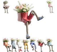 Nikyrme Sitting Human-Leg Planter For Succulent Lovers Creative Hanging Legs Planter with Hidden Drain,Playful Sitting Design Flower Pot,Dangling Legs Leggy Planter For Succulents/Herbs (#09)