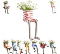 Nikyrme Sitting Human-Leg Planter For Succulent Lovers Creative Hanging Legs Planter with Hidden Drain,Playful Sitting Design Flower Pot,Dangling Legs Leggy Planter For Succulents/Herbs (#06)