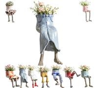 Nikyrme Sitting Human-Leg Planter For Succulent Lovers Creative Hanging Legs Planter with Hidden Drain,Playful Sitting Design Flower Pot,Dangling Legs Leggy Planter For Succulents/Herbs (#04)
