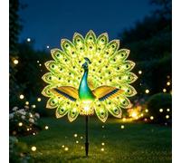 Nikyrme Solar LED Peacock Garden Sculpture, Colourful Peacock LED Solar Powered Garden Statues,Waterproof Peacock Solar Stake Lights for Yard Patio Lawn Walkway (1 PC)