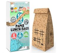 NIL-Tech Kids Paper Lunch Bags Disposable 50 Pack - Fun Brown Kraft Sack | Paper Sandwich Bags for Kids School Lunch | Games & Jokes Printed | Snack Bag | Biodegradable Food-Safe 6LB