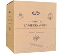 Nilaqua Dry Wipes 100pk | 24 x 30cm | 100% Biodegradable Plastic Free | Make Up Removal Wipe, Skin care, Incontinence, Patient Care or Household Cleaning | Highly Absorbent Strong Wipes (1)