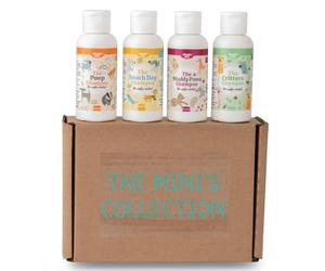 Nilaqua Pets100ml Mini's Collection | Dog Shampoo kit. Fox Poop Critters Beach & Muddy paws | Rinse free dog shampoo