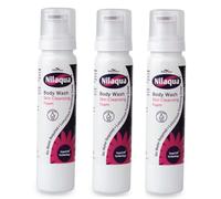 Nilaqua Rinse Free Body Wash Foam | Skin Cleansing Foam for Incontinence | Towel Off Skin Cleansing Body Mousse | No Water Required | Aerosol Free Travel Sized (Triple 90ml)
