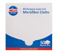 Nilco All Purpose Laser Cut Microfibre Cloths - Box of 50 50 Pack White