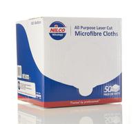 Nilco Laser Cut Microfibre Cloths Towels Box 50 Pcs All Purpose Semi-Disposable