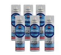 Nilco Nilglass Foaming Glass Cleaner 6-Pack, 500ml Streak-Free Aerosol for Glass, Mirrors, Windscreens & Hard Surfaces - Non-Drip Formula for Professional Shine & Easy Cleaning