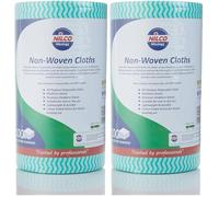 Nilco Non-Woven Cloth Roll - 100 Green Sheets for Professional Use - Durable and Highly Absorbent Cleaning Cloths (Pack of 2)
