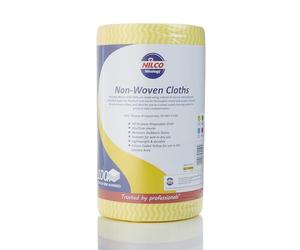 Nilco Professional Non-Woven Cleaning Cloth Roll, 100 Extra-Strong Yellow Sheets for Heavy-Duty Wet & Dry Cleaning