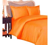 Nile Bedding 1000 Thread Count Three (3) Piece Stripe Duvet Cover Set, 100% Egyptian Cotton Premium Hotel Quality (UK King, Orange)