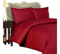 Nile Bedding 1000 Thread Count Three (3) Piece Stripe Duvet Cover Set, 100% Egyptian Cotton Premium Hotel Quality (UK King, Burgundy)