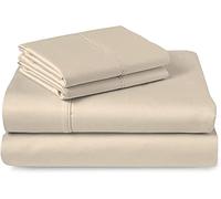 Nile Bedding Luxury Sheets Trusted by The Biggest Hotels 1000 Thread Count 4PC Bed Sheet Set 100% Egyptian Cotton, Sateen Solid 20 Inches Deep Pocket (UK Double, Beige)