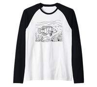 Nile Perch Line Art Fish Lover Raglan Baseball Tee