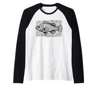 Nile Perch Line Art Fish Lover Raglan Baseball Tee