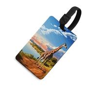 Nile River and Giraffe Luggage Tag TPU Luggage Tag for Suitcases with Black Secure Strap Personalized Travel Essentials Bag Tag Address Card Quick Install for Cruise Airport