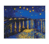 Nile River Van Gogh Cross Stitch Kit, 11 Count Stamped, Pre-Printed Embroidery with Accessories