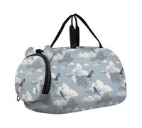Nile Sparrow Cloud Gray Boy's Gym Duffel Bag with Shoes Compartment Large Capacity Kids Overnighter Duffel Bags for Beach Swim Bags Pool Sports bolsa para hombre