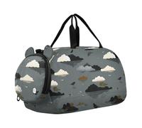 Nile Sparrow Cloud Island Gray Gym Duffel Bag with Shoes Compartment Lightweight Sports Overnight Travel Bag for Beach Swim Bags Pool Sports bolsa para hombre