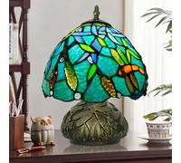 Nileatry Stained Glass Lamp,Small Tiffany Style Table Lamp,8X11 inches Tiffany Dragonfly Lamp,Wheat Ears Art Deco Tiffany Mushroom Lamp,for Bedside Bedroom Living Room Home.