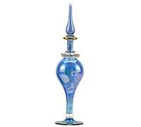 NileCart 9 in. Egyptian Perfume Bottle large size. handmade in Egypt For your perfume, essential oils, Egyptian decoration or party table centerpiece (Blue)