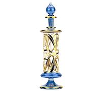 NileCart 9 in. large Egyptian perfume bottle handmade in Egypt with 24K gold decoration for apothecary decor idea, Perfume, Essential Oils, Egyptian Decoration or Party Table Centerpiece (Blue)