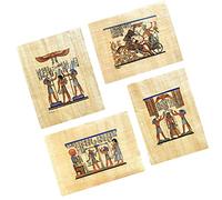 NileCart Egyptian papyrus paintings Original Hand Painted Papyrus Paper Ancient Egyptian size 9x13 in. (22x26 cm). Collection of 4 sheets handmade in Egypt. (9x13 in. gods and kings Collection)