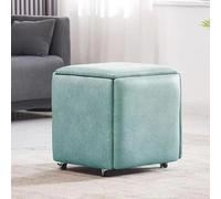 Nileco 5 In 1 Nesting Ottoman Cube Stool, Pu Leather Seating Stackable Sofa Chair Stools with Swivel Casters, Movable Footstool Dressing Chair for Living Room Dining Room (18x18x19inch, Leather10)