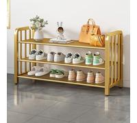 Nileco Free Standing Shoe Rack, Metal Mesh Storage Shelf 3/4/5/6 Tier Shoe Organizer with Dense Mesh Shelves and Handles, Space-saving Design for Closet Hallway Entryway(80x28x53cm(31x11x22in), Gold)