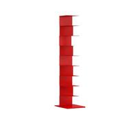 Nileco Metal Spine Bookshelf Tower, Modern Open Vertical Bookcase Narrow Floor Standing Book Organizer for Living Room Home Office Study(9 Tiers, Red)