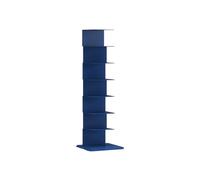 Nileco Metal Spine Bookshelf Tower, Modern Open Vertical Bookcase Narrow Floor Standing Book Organizer for Living Room Home Office Study(7 Tiers, Blue)