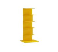 Nileco Metal Spine Bookshelf Tower, Modern Open Vertical Bookcase Narrow Floor Standing Book Organizer for Living Room Home Office Study(5 Tiers, Yellow)