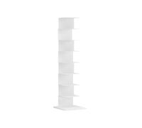 Nileco Metal Spine Bookshelf Tower, Modern Open Vertical Bookcase Narrow Floor Standing Book Organizer for Living Room Home Office Study(8 Tiers, White)