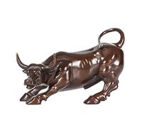NILEEBUKER Bronze Wall Street Bull Statue Sculpture Stock Market Charging Bull Animal Figurine Art Home Office Decor 7.8" L