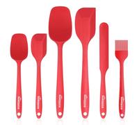 NileHome Silicone Spatula Set 6 Packs Food Grade Kitchen Utensils with Silicone Brush Heat Resistant BPA-free Rubber Spatula for Scraping, Baking, Cooking, Mixing, Red