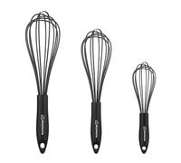 NileHome Silicone Whisk Set 8" 10" 12" Kitchen Whisk Kitchen Wisk Wire Whisks for Cooking, Whisking, Blending, Beating, Stirring-Black 3 Pack