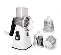 NILICAN Manual Rotary Potato Grater Kitchen Mandoline Vegetable Slicer，with 3 Interchangeable Blades，Easy to use (White)