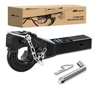 Nilight 10-TON Pintle Hitch for 2-Inch Receiver Hook Military Receiver 20000LBS,Fits 2-1/2 in Lunette Ring, Gloss Black Powder Coat