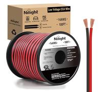 Nilight 100FT 14AWG Copper Clad Aluminum Wire 14/2 Gauge Red Black CCA Electrical Cable 2 Conductor Parallel 12V/24V DC Flexible Extension Cords for Car Audio Radio Speaker Amplifier