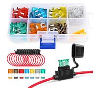 Nilight 120 PCS Mini ATM/APM Blade Fuse 5A/7.5A/10A/15A/20A/25A/30A AMP Assorted Set with 10 Pack 14AWG ATC/ATO Inline Fuse Holder, 2 Years Warranty
