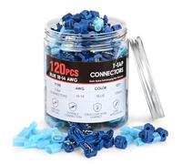 Nilight 120PCS/60 Pairs Quick Splice Disconnect Wire Terminals T-Tap Spade Wire Connectors Bule 16-14 AWG Male Female Fully Insulated Electrical Wire Crimp Self-Stripping Kit